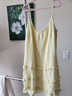 Light Yellow Tiered Ruffle Tank Dress